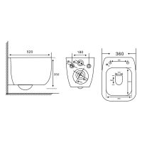 Унитаз ABBER Rechteck AC1217 подвесной белый, безободковый, смыв торнадо схема 2 Унитаз ABBER Rechteck AC1217 подвесной белый, безободковый, смыв торнадо схема 2