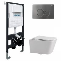 Комплект подвесной унитаз ABBER Rechteck AC1201 белый с инсталляцией AC0105 и кнопкой AC0121NG никель схема 1 Комплект подвесной унитаз ABBER Rechteck AC1201 белый с инсталляцией AC0105 и кнопкой AC0121NG никель схема 1