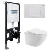 Комплект подвесной унитаз ABBER Bequem AC1100T белый с инсталляцией AC0105 и кнопкой AC0120MW белая матовая схема 1