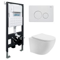 Комплект подвесной унитаз ABBER Bequem AC1100T белый с инсталляцией AC0105 и кнопкой AC0121MW белая матовая схема 1