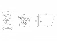Комплект подвесной унитаз ABBER Rechteck AC1201MB черный матовый с инсталляцией AC0105 и кнопкой AC0121NG никель схема 2