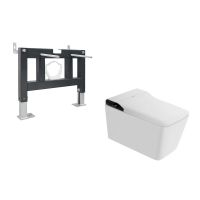 Комплект ABBER подвесной электронный унитаз-биде Rechteck AC1215S белый с импульсным смывом с инсталляцией AC0101P схема 1