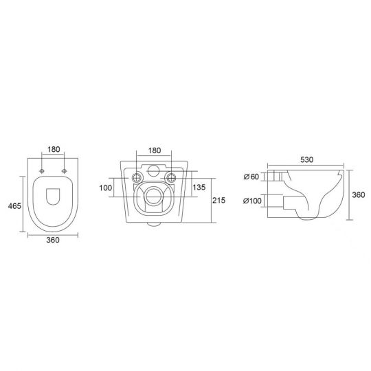 Унитаз ABBER Bequem AC1104TN подвесной белый, безободковый, смыв торнадо схема 2