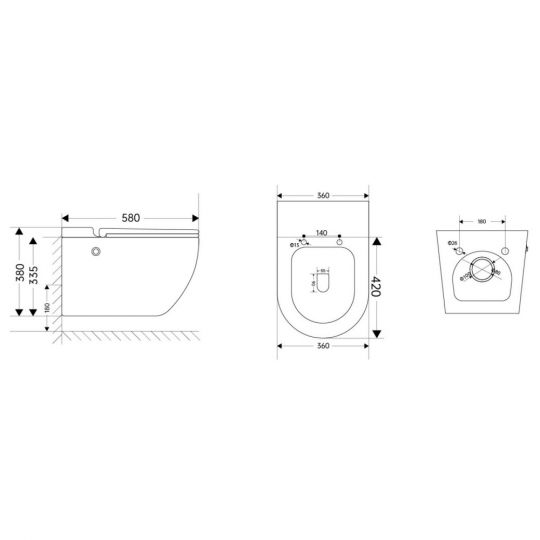 Унитаз ABBER Bequem AC1108PMB подвесной черный матовый с импульсным смывом схема 2