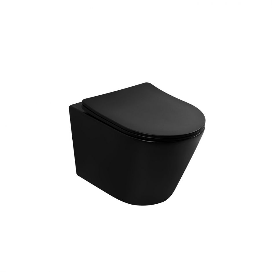 Изображение Унитаз ABBER Bequem AC1102TMB подвесной черный матовый, безободковый, смыв торнадо