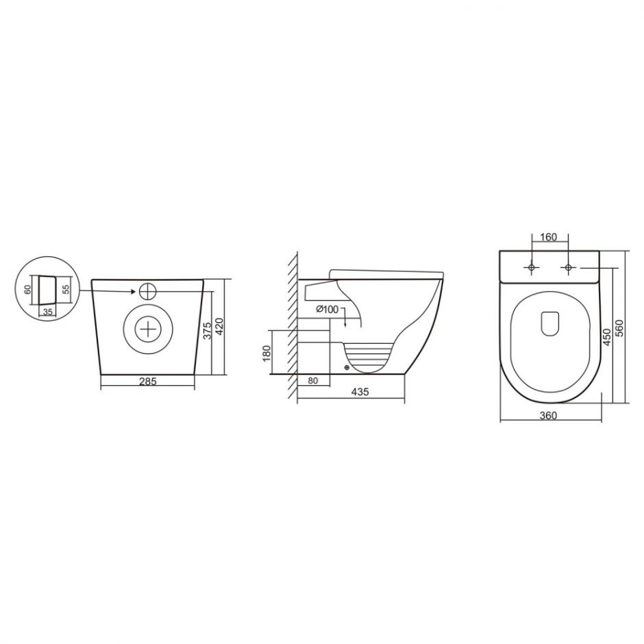 Унитаз ABBER Bequem AC1111TMB приставной черный матовый, безободковый, смыв торнадо ФОТО
