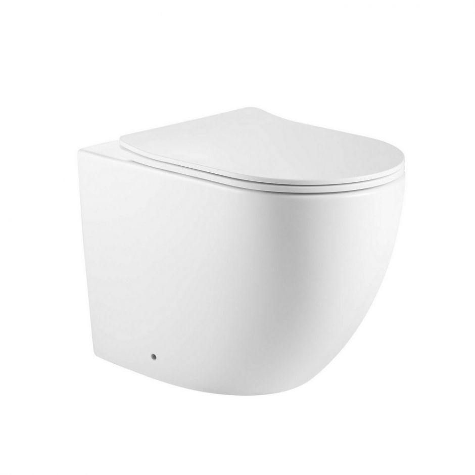 Изображение Унитаз ABBER Bequem AC1111TMW приставной белый матовый, безободковый, смыв торнадо