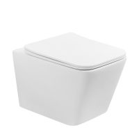 Унитаз ABBER Rechteck AC1201T подвесной белый, безободковый, смыв торнадо схема 1