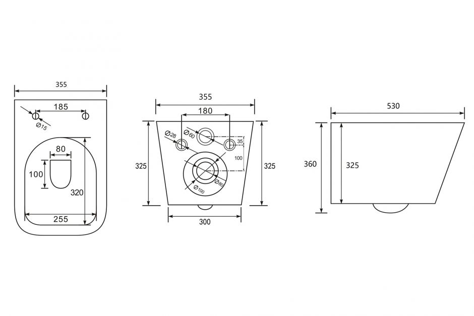 Унитаз ABBER Rechteck AC1201T подвесной белый, безободковый, смыв торнадо ФОТО