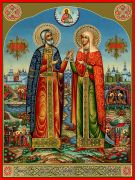 Икона Петр и Феврония (Премиум UV-печать)(ЮДД-455)
