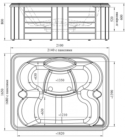 Мини-бассейн Radomir Deluxe Silver 1-30-0-0-0-0531Б 212x168 схема 2