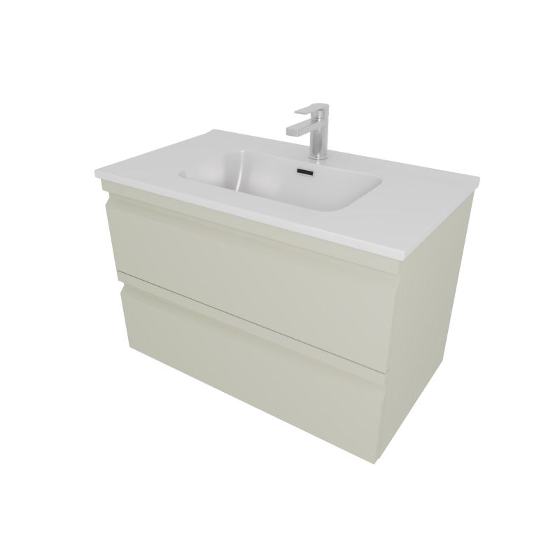 Тумба с раковиной Aquatek 80см ВЕГА, 2 ящика, цвет шалфей зеленый AQ77080-GS