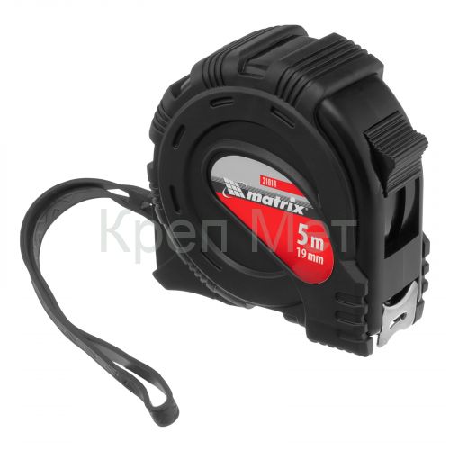 Рулетка Black,5 м х 19 мм,обрезиненный корпус Matrix