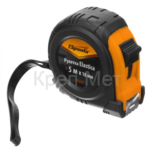 Рулетка Elastica,5 м х 18 мм,обрезиненный корпус Sparta