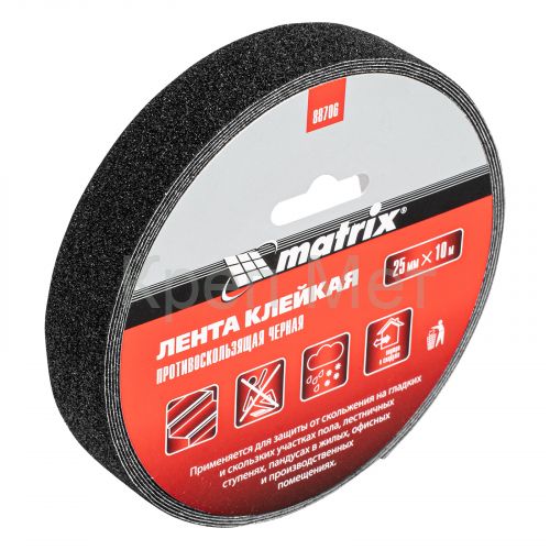 Лента клейкая противоскользящая, черная 25 мм x 10 м Matrix
