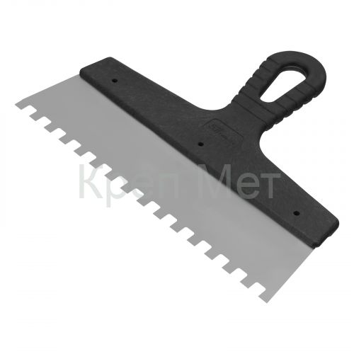 Шпатель из нержавеющей стали, 250 мм, зуб 8 х 8 мм, пластмассовая ручка Сибртех