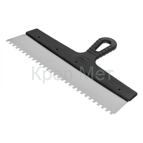 Шпатель  из нержавеющей стали, 350 мм, зуб 6 х 6 мм, пластмассовая ручка Сибртех