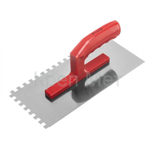 Гладилка стальная, 280 x 130 мм, зеркальная полировка, пластмастмассовая ручка, зуб 8 x 8 мм Matrix