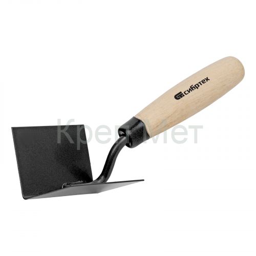 Кельма угловая, 80 х 60 х 60 мм, стальная, для внутренних углов, буковая ручка Сибртех