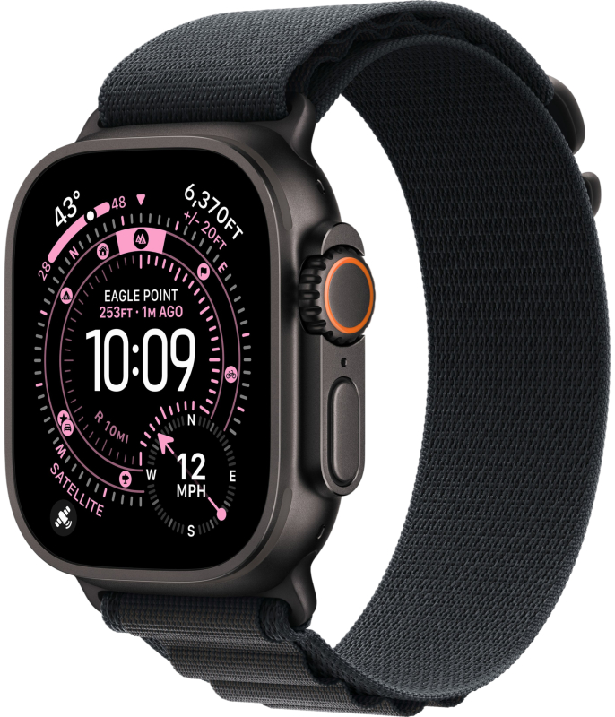 Apple Watch Ultra 3, 49 мм, Black Titanium Black Alpine Loop M