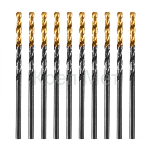 Сверло по металлу, 2,5 мм, HSS-Tin, Golden Tip, 10 шт. Denzel