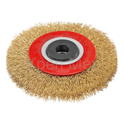 Щетка для точила, 100 мм, посадка 20 мм, плоская, латунир. витая проволока Matrix