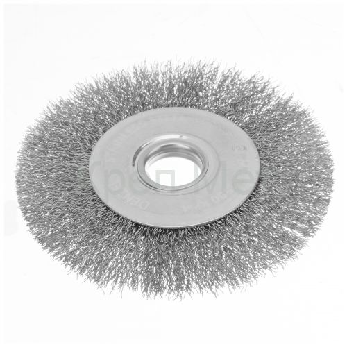 Щетка для УШМ, 125 мм, "Плоская", витая нержавеющая проволока 0.3 мм, посадка 22.2 мм Denzel