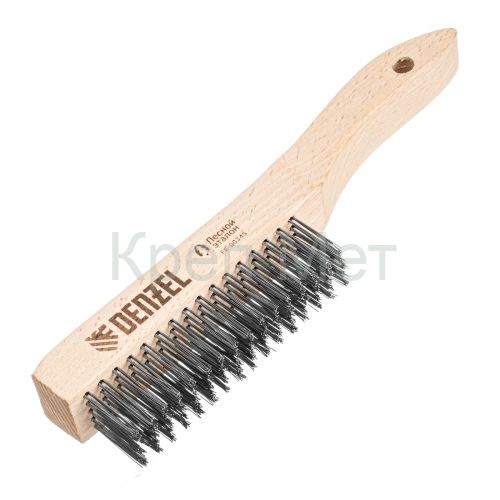 Щетка зачистная 5-и рядная, прямая проволока из нержавеющей стали с деревянной ручкой, EFP// Denzel