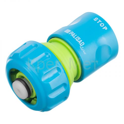 Соединитель пластмассовый, быстросъемный для шланга 3/4, аквастоп, однокомпонентный Palisad Luxe