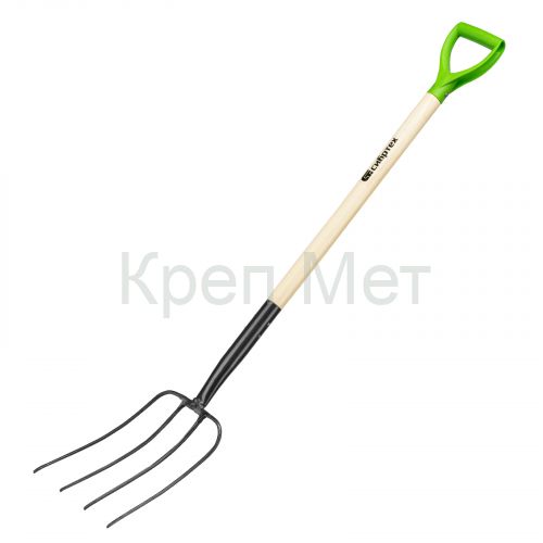 Вилы 4-рогие, сенные, кованые, 210х340х1260 мм, деревянный лакированный черенок Сибртех