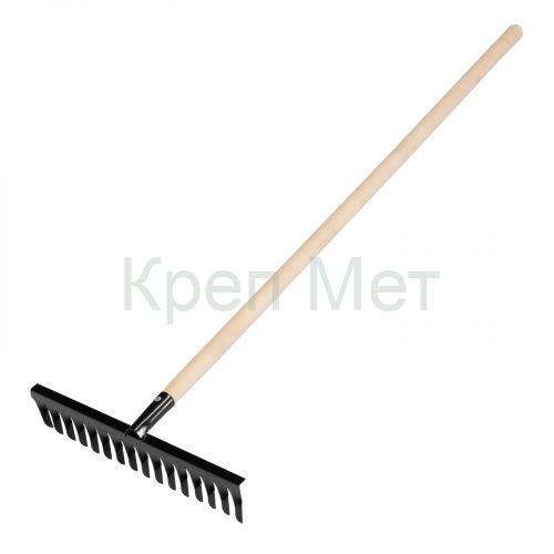 Грабли стальные, 420х1300 мм, 16 витых зубьев, деревянный черенок, Сибртех