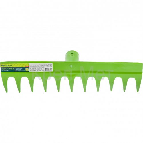 Грабли пластиковые, 380 мм, 11 прямых зубьев, усиленные, без черенка, Сибртех
