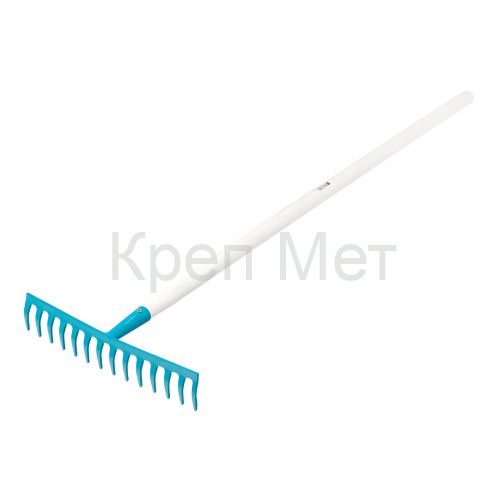 Грабли стальные, 360х1250 мм, 14 прямых зубьев, деревянный лакированный черенок, LUXE Palisad