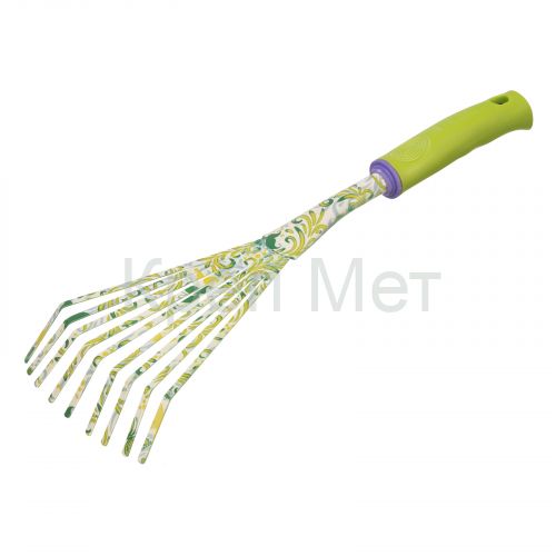 Грабли веерные 9 - зубые, 75 х 385 мм, стальные, пластиковая рукоятка, Flower Green, Palisad