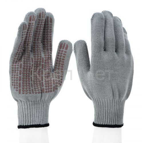 Перчатки трикотажные, акрил, ПВХ гель, "Протектор", серая туча, оверлок Сибртех