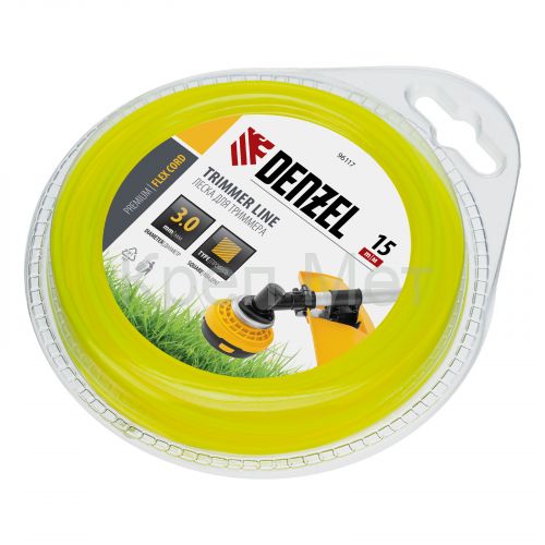 Леска для триммера, квадрат 3 мм х 15 м, блистер Flex cord Denzel