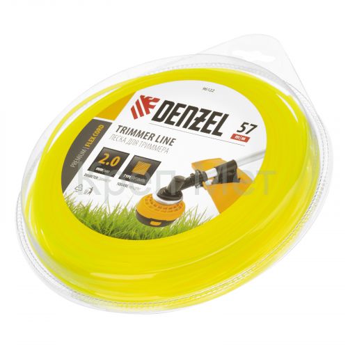 Леска для триммера, квадрат 2 мм х 57 м, блистер Flex cord Denzel