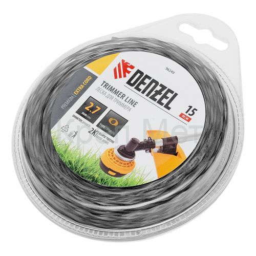 Леска для триммера двухкомпонентная эллипс, 2,7мм х 15м, блистер EXTRA CORD,  Denzel