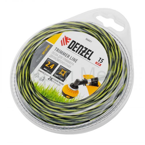 Леска для триммера двухкомпонентная витая квадратная, 2,4мм х 15м, блистер SkyCutter Denzel