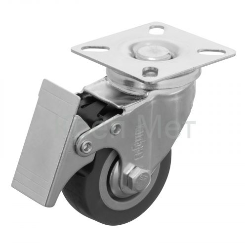 Колесо поворотное с тормозом D 50 мм, крепление  платформенное Сибртех