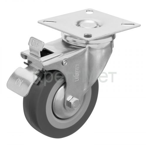 Колесо поворотное с тормозом D 75 мм, крепление  платформенное Сибртех