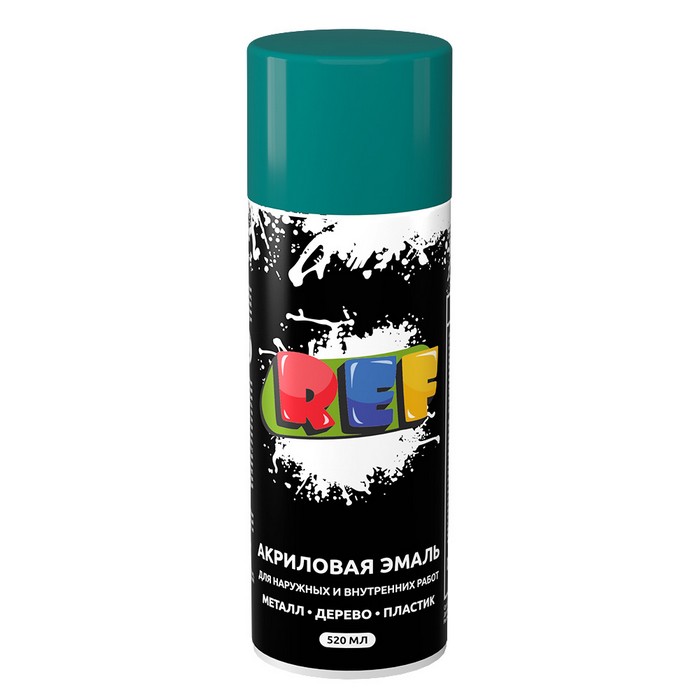 REF Алкидная эмаль универсальная, цвет тёмно-зеленый, аэрозоль, объем 520мл.