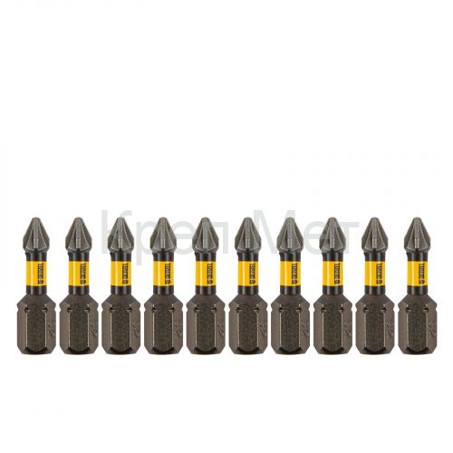 Бита IMPACT, PZ1x25 мм, лазерная обработка шлица, сталь S2, 10 шт., Е 6,3 Denzel