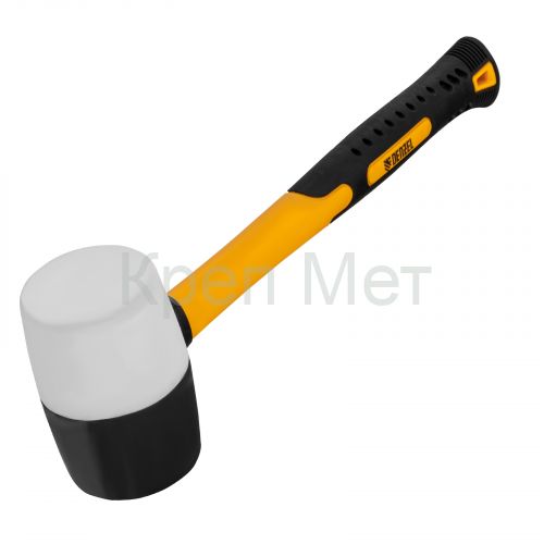 Киянка резиновая, 16 oz, черно-белая резина, фибергласовая рукоятка Denzel