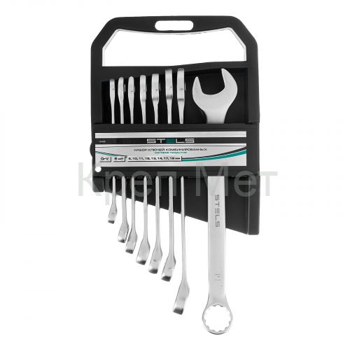 Набор ключей комбинированных, 8-19 мм, 8 шт, CrV, матовый хром Stels