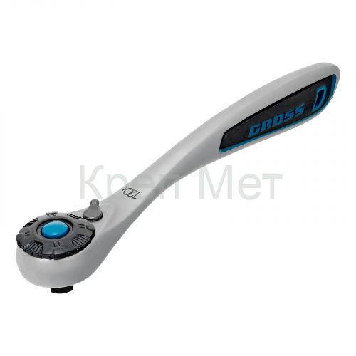 Ключ-трещотка 3/8", CrV, 120 зубьев, с быстрым сбросом, цельнометаллический, хром Gross