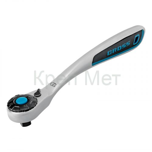 Ключ-трещотка 1/2", CrV, 120 зубьев, с быстрым сбросом, цельнометаллический, хром Gross