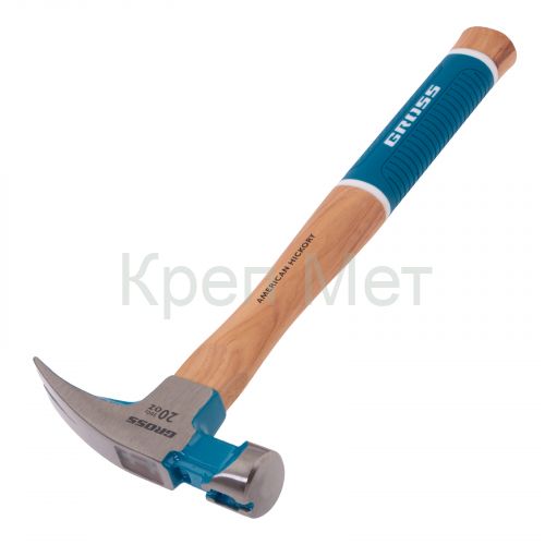 Молоток-гвоздодер,560 г, угол 75, магнит, обрезиненная рукоятка AMERICAN HICKORY GROSS