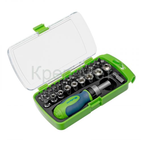 Отвертка ревер. + биты, 41 пред., PH+PZ+SL+H+T, CrV, 2к рукоятка Сибртех