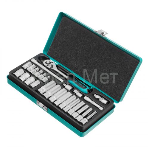 Набор торцевых головок с трещоткой, 1/4", 26 предметов Stels
